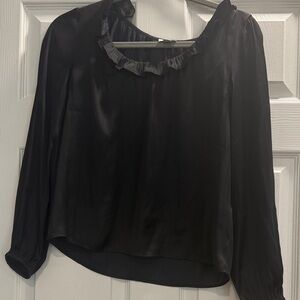J. Crew Black Ruffled Blouse